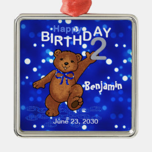 2nd Birthday Teddy Bear Keepsake Metal Ornament
