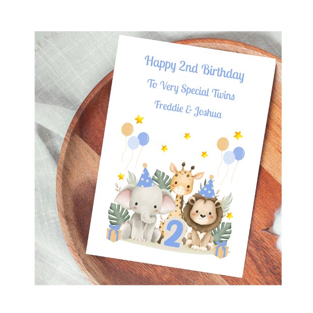 2nd Birthday Trio Safari Animals Birthday Card (Creator Uploaded)