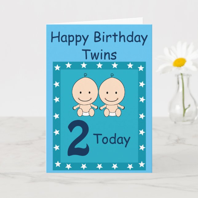 2nd Birthday Twin Boys  Card (Small Plant)
