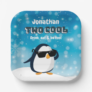2nd Birthday Two Cool Penguin Boy Paper Plate