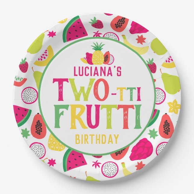 2nd Birthday Two-tti Frutti Fruit Birthday Party Paper Plate (Front)