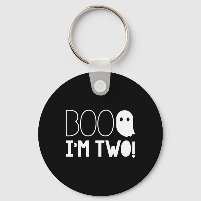 2nd Birthday Two Year Old Boo I'm Two! Halloween G Keychain (Front)