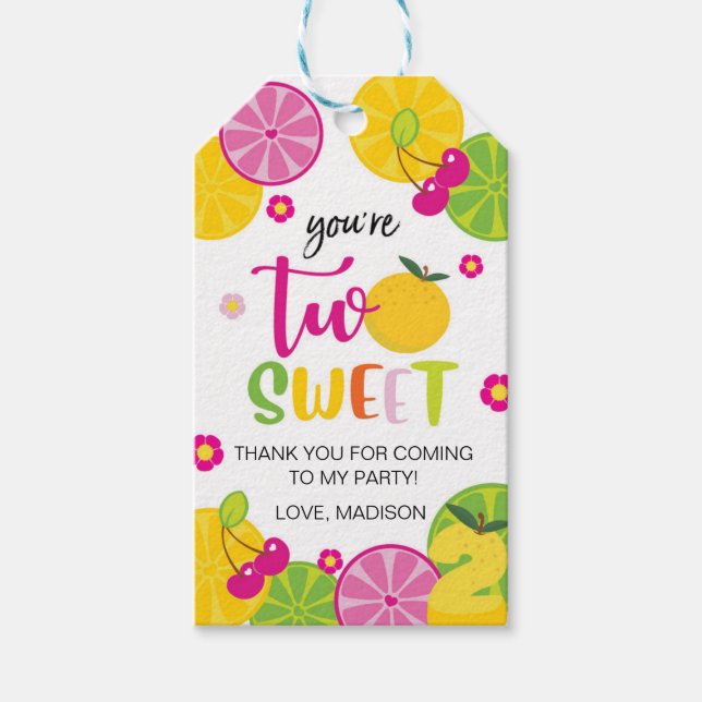 2nd Birthday TWOTTI FRUITTI Fruit Thank You Tag (Front)