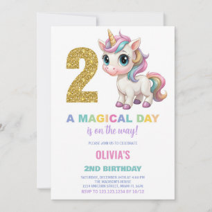 2nd Birthday Unicorn Birthday Invitations