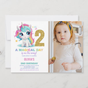 2nd Birthday Unicorn Birthday Invitations photo