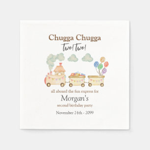 2nd Birthday Watercolor Brown Train Fun Express Napkin