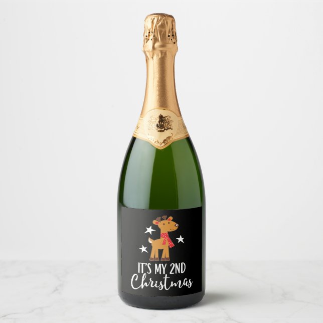 2nd Christmas Reindeer Sparkling Wine Label (Front)