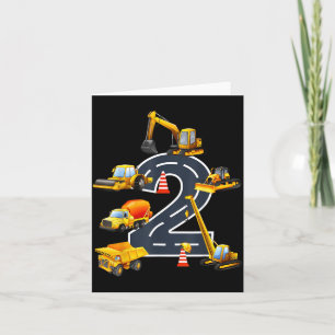 2nd Construction Birthday Party Excavator Boys 2 Card