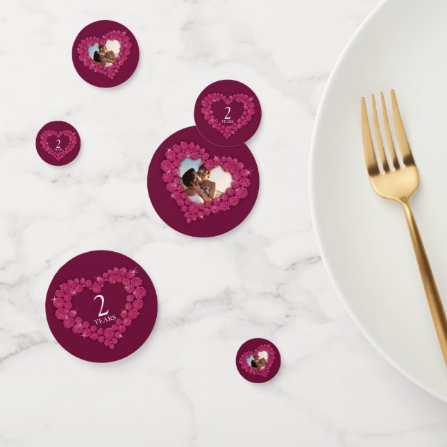 2nd Garnet wedding anniversary heart photo red Confetti (Group)