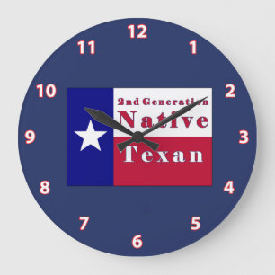 2nd Generation Native Texan Flag Large Clock