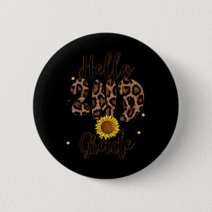 2nd Grade 1st Day Of School Teacher Leopard Print 2 Inch Round Button