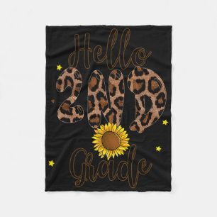 2nd Grade 1st Day Of School Teacher Leopard Print  Fleece Blanket