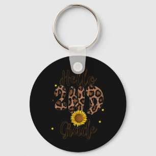 2nd Grade 1st Day Of School Teacher Leopard Print Keychain