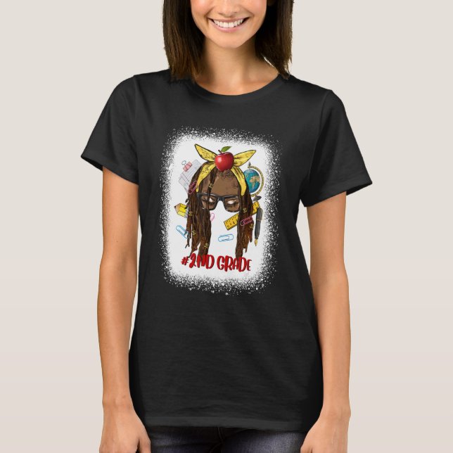 2ND Grade Afro Messy Bun Hair Fun Back To School C T-Shirt (Front)