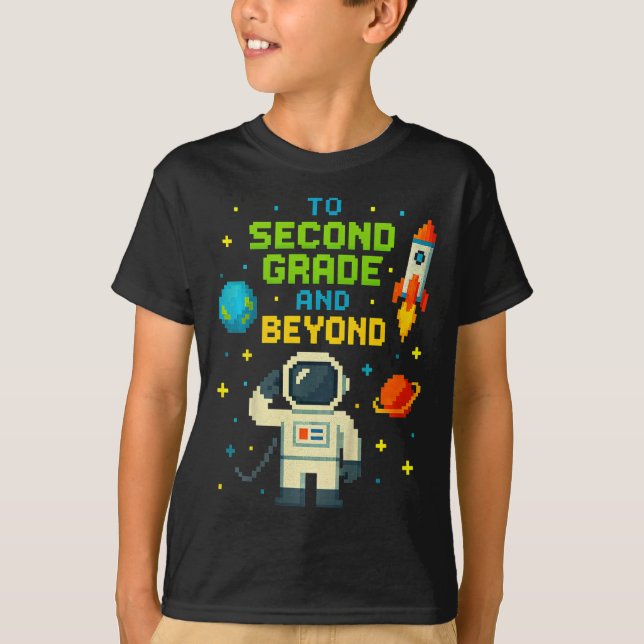 2nd Grade And Beyond Astronaut Space Boys Gamer Fi T-Shirt (Front)