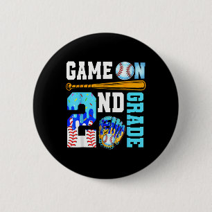 2nd Grade Back To School Baseball Drip Ice Cream G 2 Inch Round Button