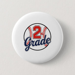 2nd Grade Baseball Back To School Baseball Player 2 Inch Round Button