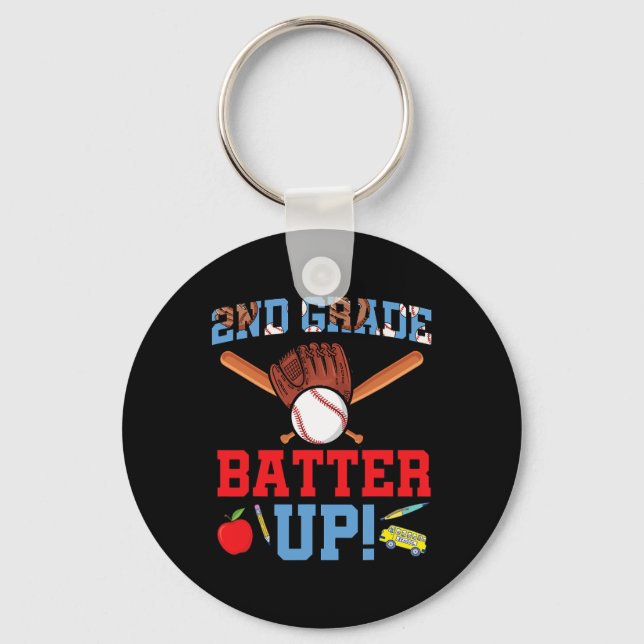 2nd Grade Baseball Player First Day Of School  Keychain (Front)