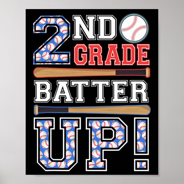 2nd Grade Batter Up Baseball-second Grade Back To  Poster (Front)