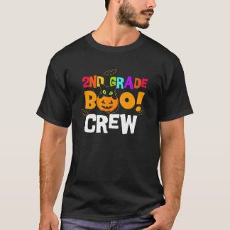 2nd Grade Boo Crew Pumpkin Black Cat Halloween Tea T-Shirt