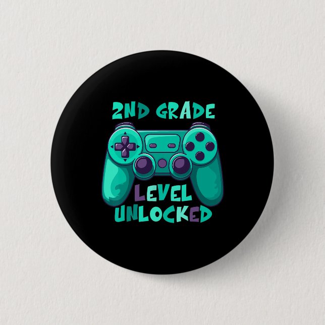 2nd Grade Boys Gamer Level Ck To School First Day  2 Inch Round Button (Front)