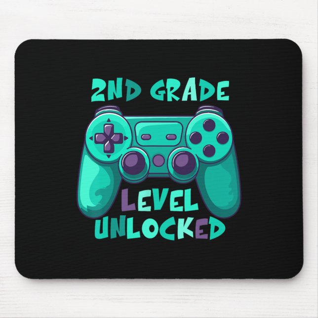2nd Grade Boys Gamer Level Ck To School First Day  Mouse Pad (Front)