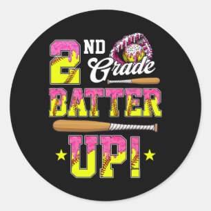 2nd Grade Butter Up Softll Ice Cream Drip Ck To Sc Classic Round Sticker