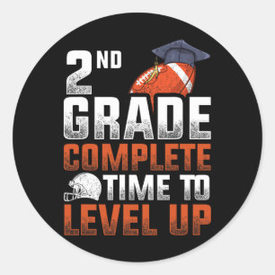 2nd Grade Complete Time To Level Up Football Last Classic Round Sticker