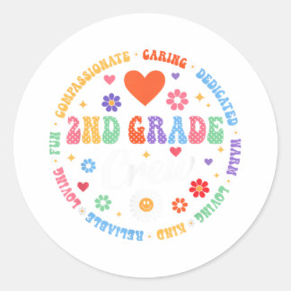 2nd Grade Crew Back To School Teacher Student Firs Classic Round Sticker