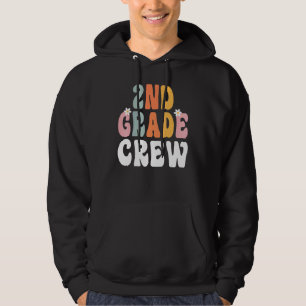 2nd Grade Crew Retro Groovy Teacher Happy 1st Day Hoodie