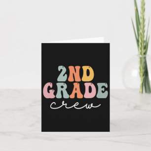 2nd Grade Crew Retro Groovy Women Happy First Day Card