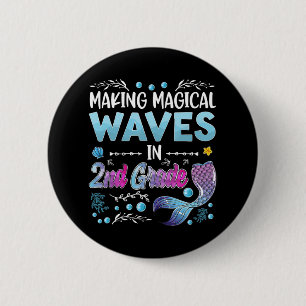2nd Grade Cute Mermaid girls 1st day of back to sc 2 Inch Round Button