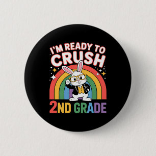 2nd Grade Dabbing Bunny Back To School Ready To 2 Inch Round Button