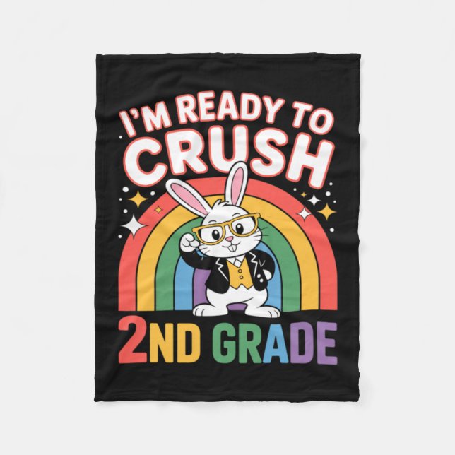 2nd Grade Dabbing Bunny Back To School Ready To Fleece Blanket (Front)