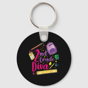 2nd Grade Diva First Day Of School Girl Clothes Gi Keychain