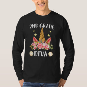 2nd grade Diva First day of school unicorn magical T-Shirt