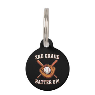 2nd Grade First Day Batter Up Baseball School Pet Tag