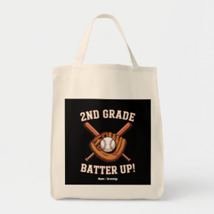 2nd Grade First Day Batter Up Baseball School Tote Bag