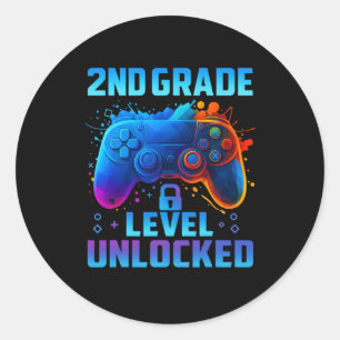 2nd Grade Gamer Level Up Ck To First Day School Gr Classic Round Sticker