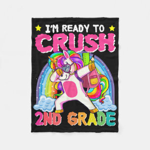 2nd Grade Girls Unicorn Crush Second Grade Back To Fleece Blanket