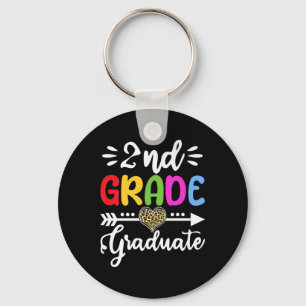 2nd Grade Graduate Heart Leopard Second Grade Grad Keychain