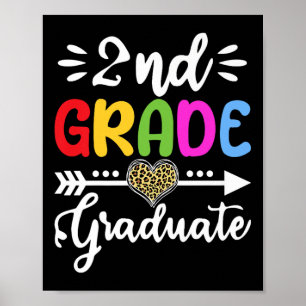 2nd Grade Graduate Heart Leopard Second Grade Grad Poster