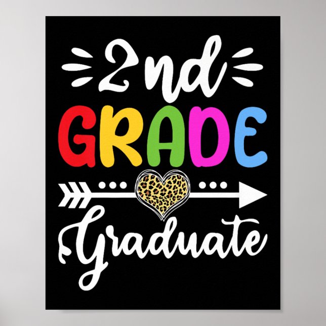 2nd Grade Graduate Heart Leopard Second Grade Grad Poster (Front)