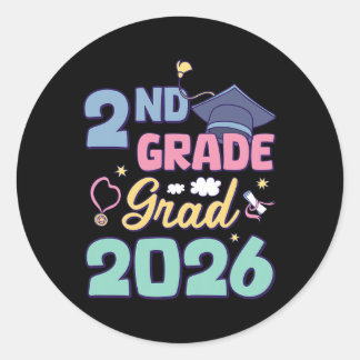 2nd Grade Graduation 2026 Proud Grad Second Grade  Classic Round Sticker