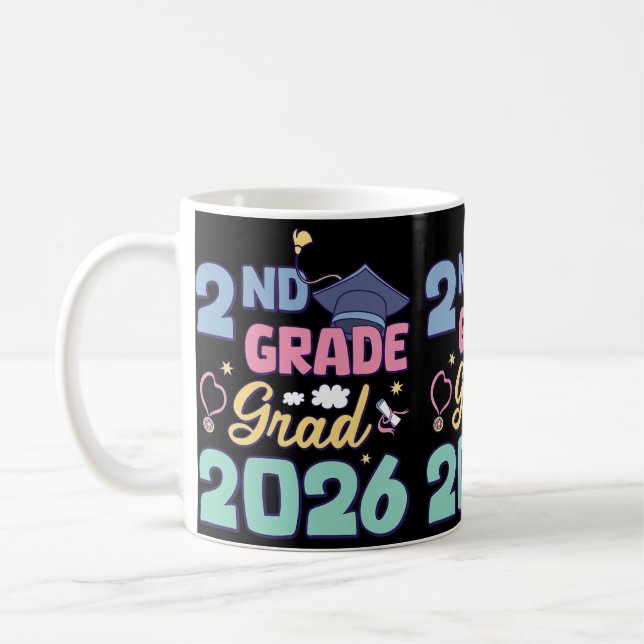 2nd Grade Graduation 2026 Proud Grad Second Grade  Coffee Mug (Left)