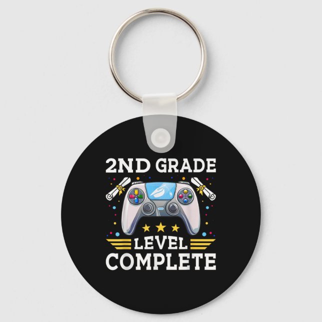 2nd Grade Graduation Level Complete Video Gamer 20 Keychain (Front)