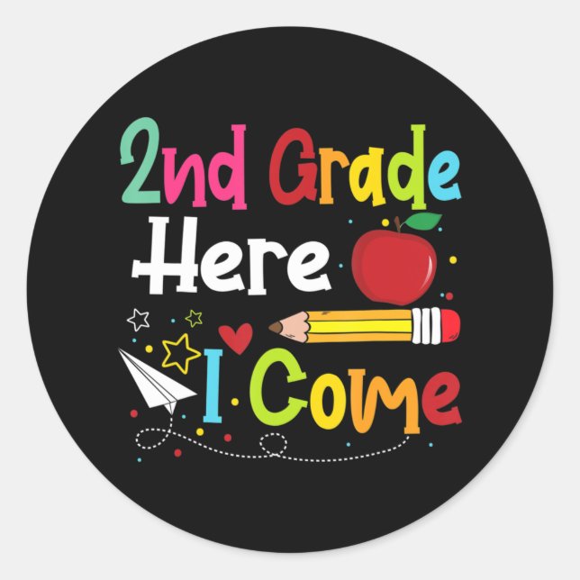 2nd Grade Here I Come Teacher Back To School Boys  Classic Round Sticker (Front)