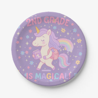 2nd Grade is Magical Back to School Unicorn Paper Plate