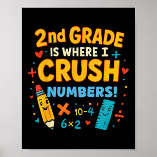 2nd Grade Is Where I Crush Numbers Math Back To Sc Poster