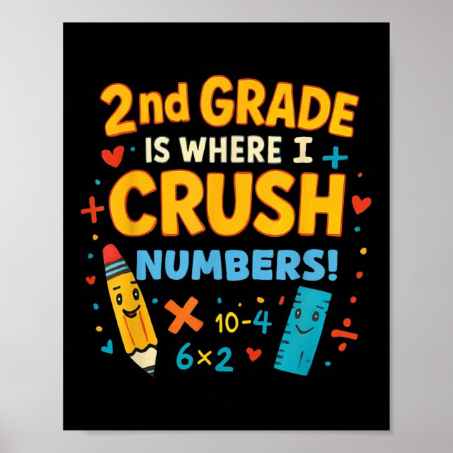 2nd Grade Is Where I Crush Numbers Math Back To Sc Poster (Front)